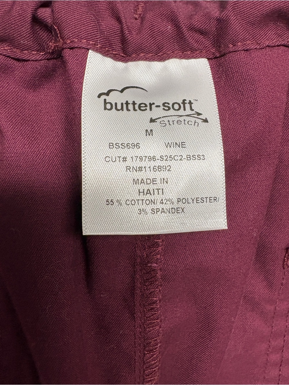 Butter soft 10 pocket Cargo Stretch scrub pants: Burgundy Wine: Drawstring waist - Picture 3 of 12